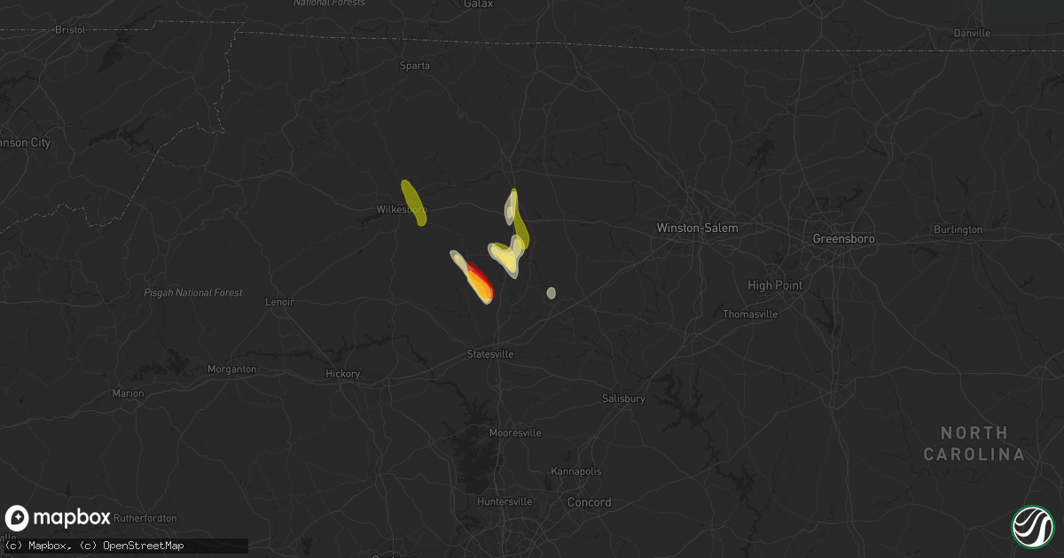 Hail map in Harmony, NC on May 6, 2013