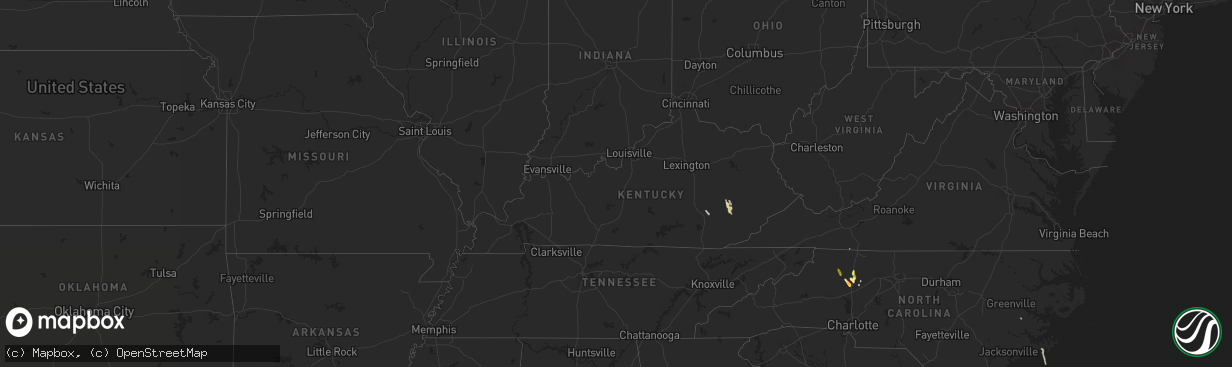 Hail map in Kentucky on May 6, 2013