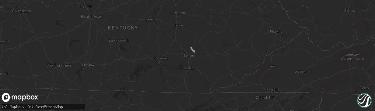 Hail map in London, KY on May 6, 2013