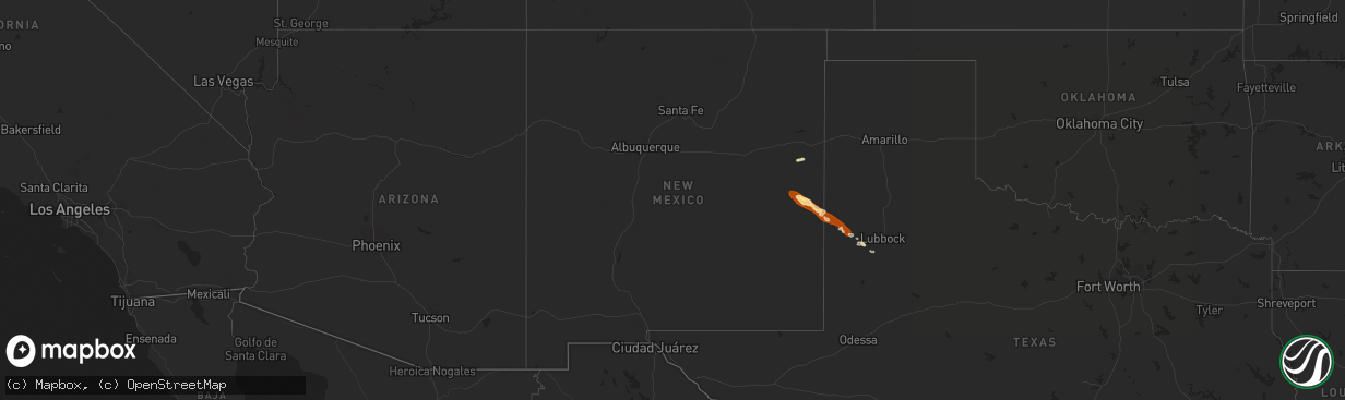 Hail map in New Mexico on May 6, 2013