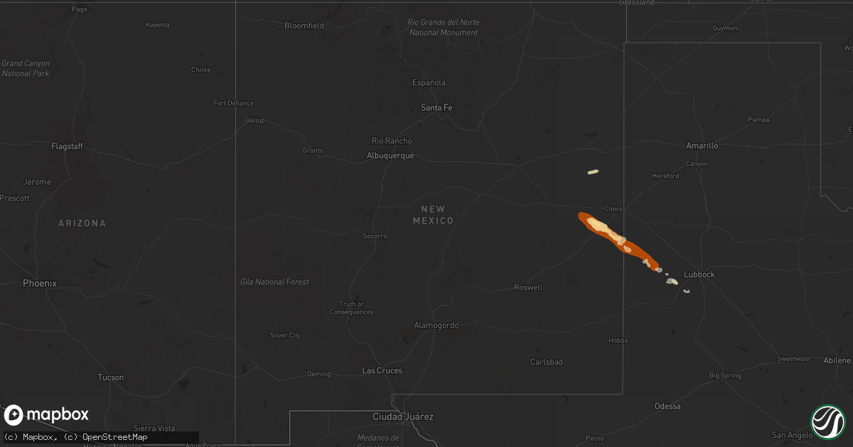 Hail map in New Mexico on May 6, 2013