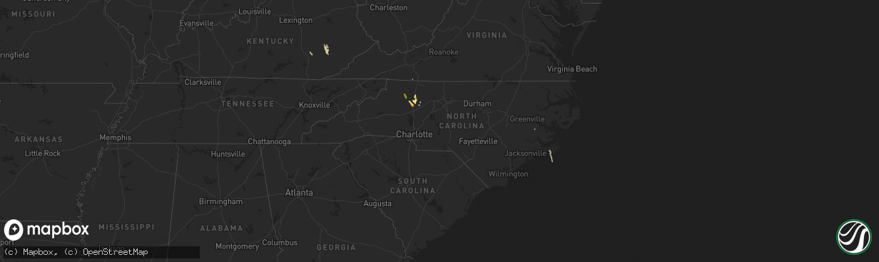 Hail map in North Carolina on May 6, 2013