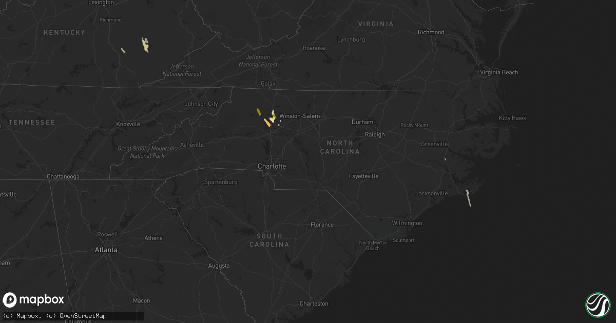 Hail map in North Carolina on May 6, 2013