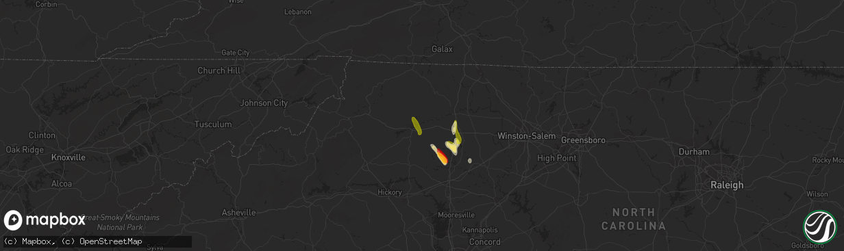 Hail map in North Wilkesboro, NC on May 6, 2013