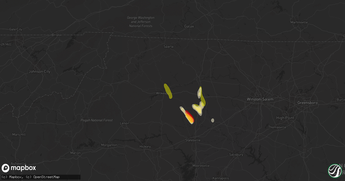 Hail map in North Wilkesboro, NC on May 6, 2013