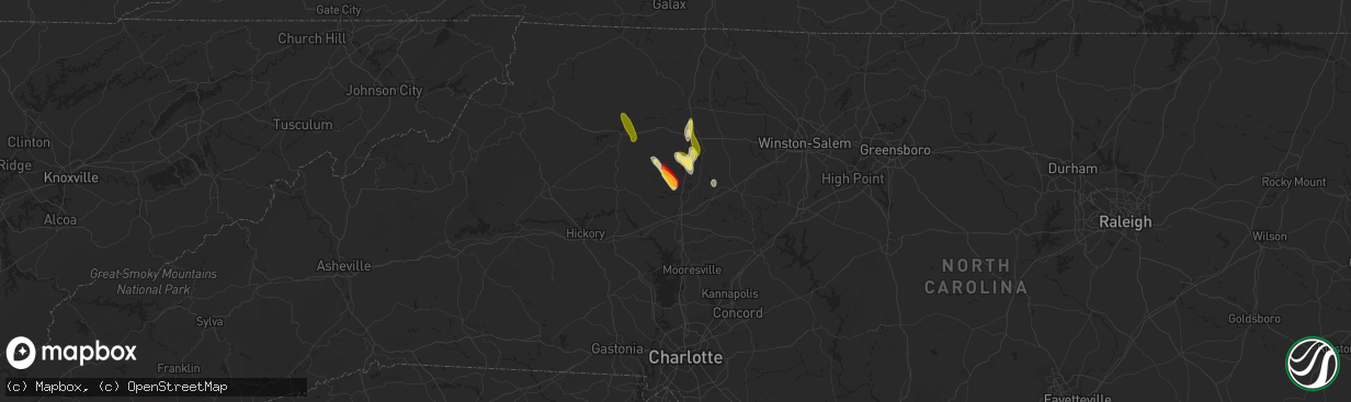 Hail map in Statesville, NC on May 6, 2013