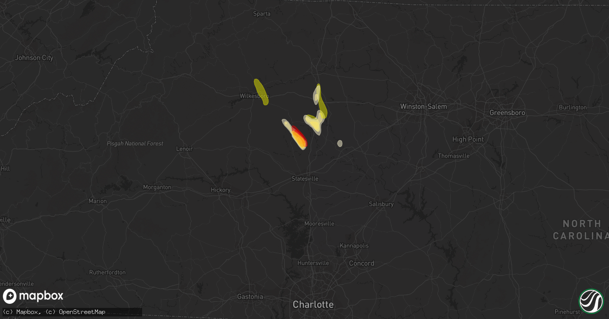 Hail map in Statesville, NC on May 6, 2013