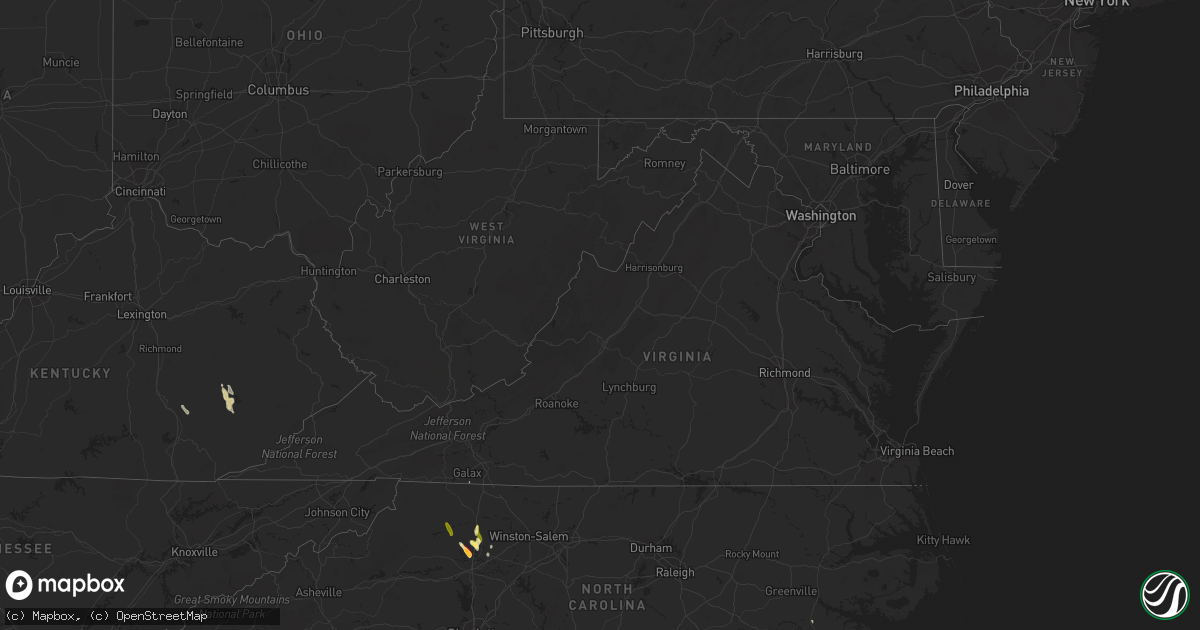 Hail map in Virginia on May 6, 2013