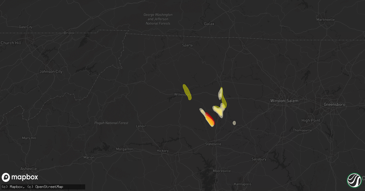 Hail map in Wilkesboro, NC on May 6, 2013