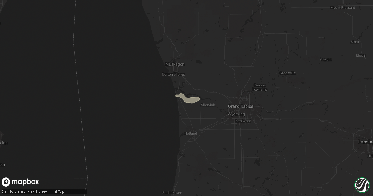 Hail map in Grand Haven, MI on May 6, 2014