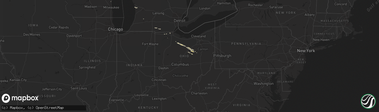 Hail map in Ohio on May 6, 2014