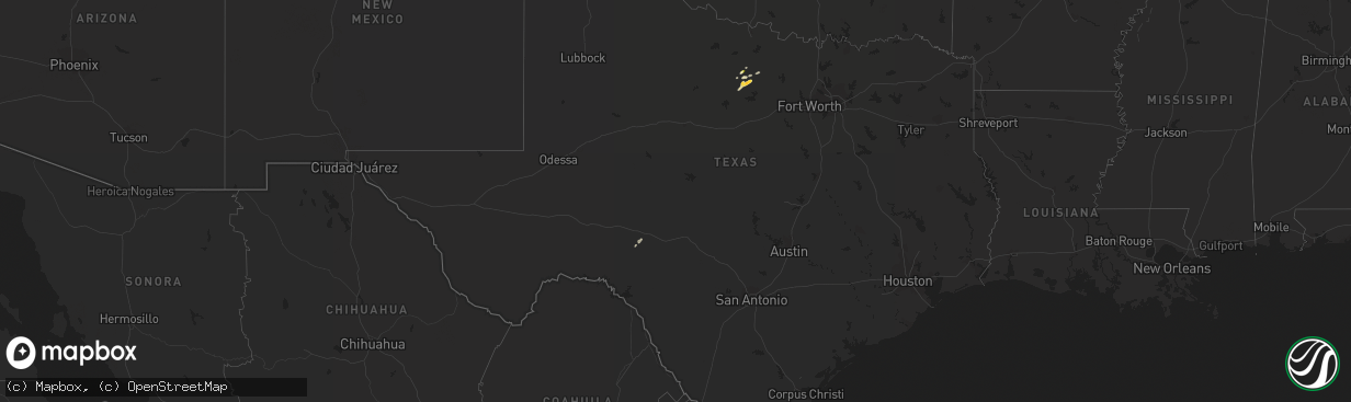 Hail map in Texas on May 6, 2014