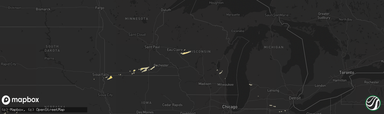 Hail map in Wisconsin on May 6, 2014