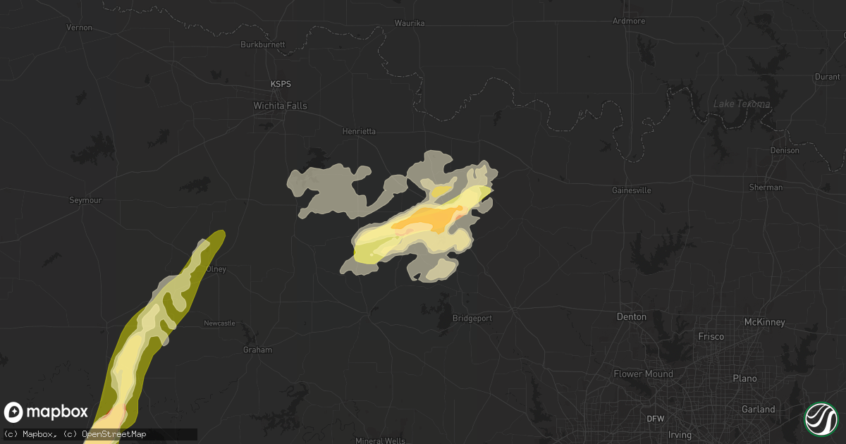 Hail map in Bowie, TX on May 6, 2015