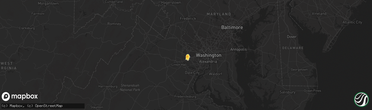 Hail map in Chantilly, VA on May 6, 2015