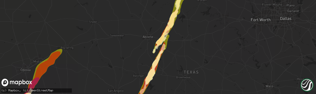 Hail map in Clyde, TX on May 6, 2015