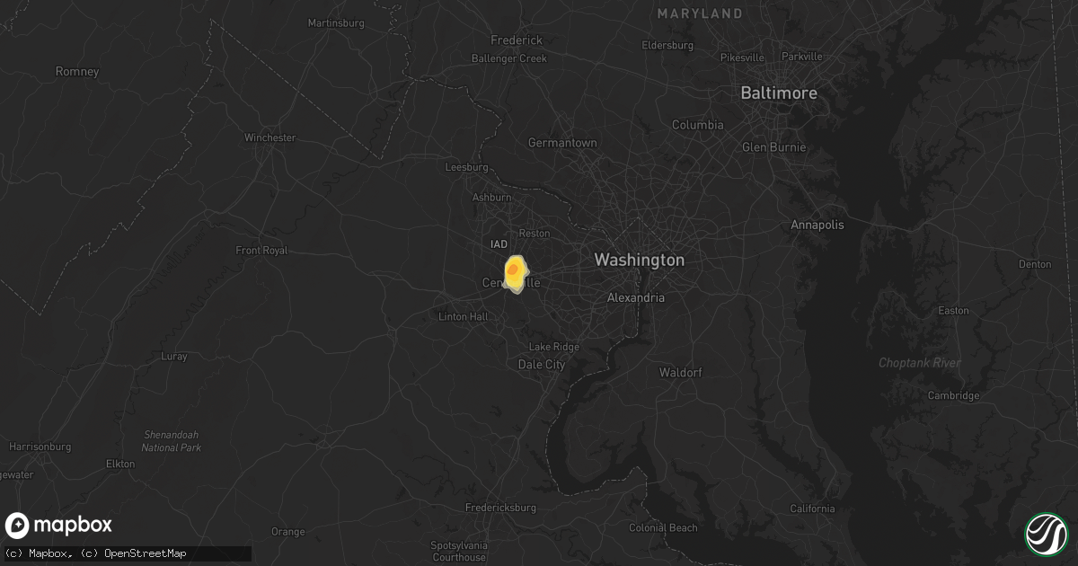 Hail map in Fairfax, VA on May 6, 2015