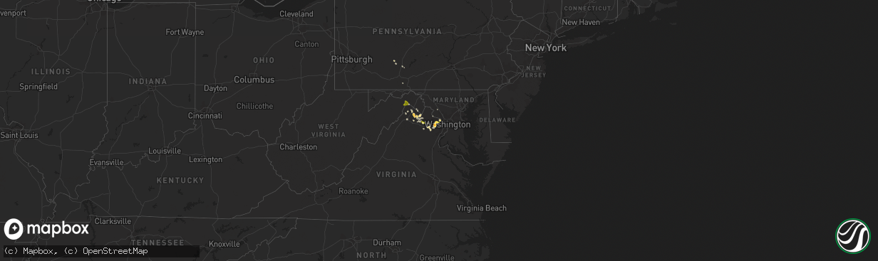 Hail map in Maryland on May 6, 2015