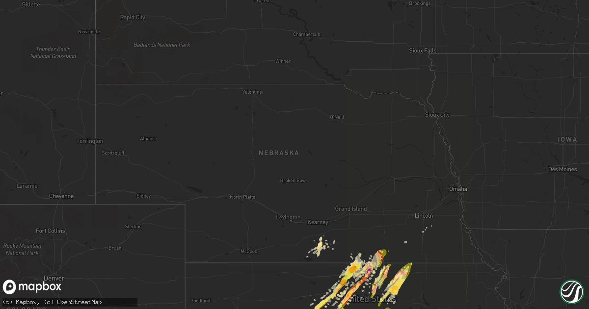 Hail map in Nebraska on May 6, 2015