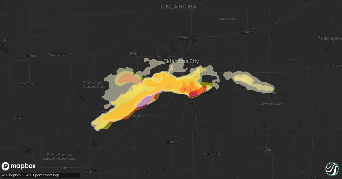 Hail map in Newcastle, OK on May 6, 2015