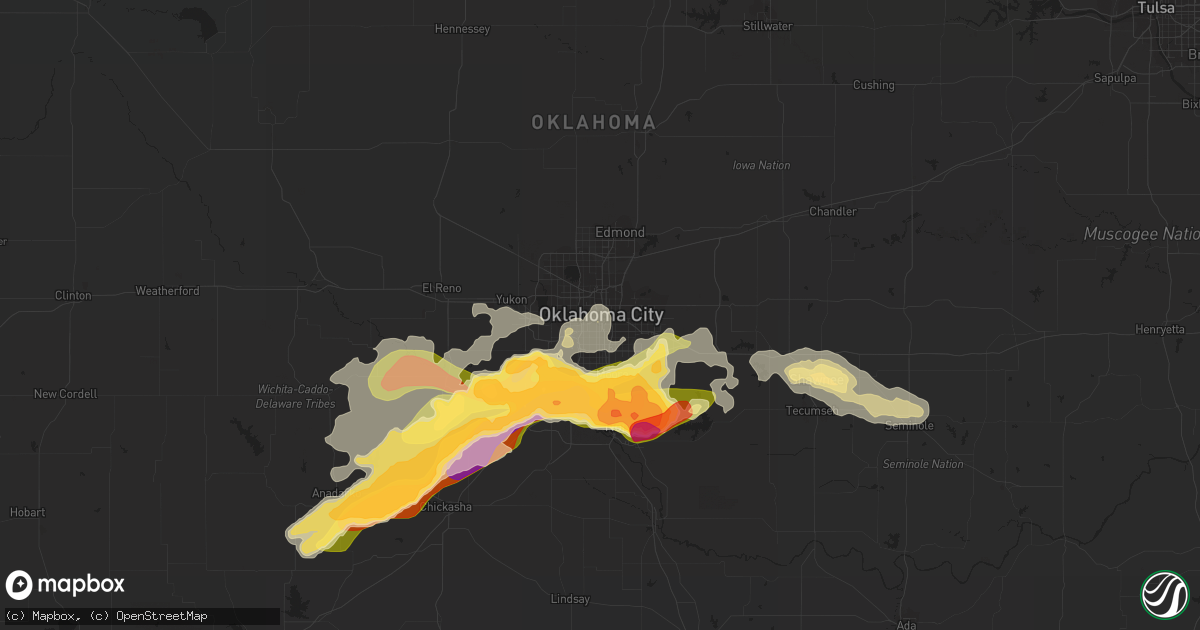 Hail map in Oklahoma City, OK on May 6, 2015