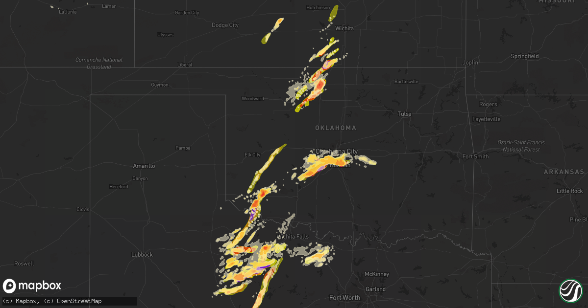 Hail map in Oklahoma on May 6, 2015
