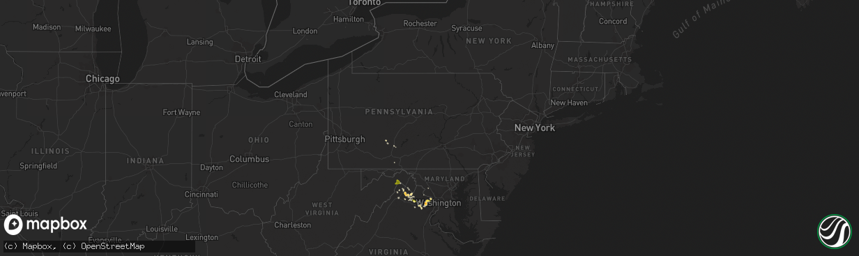 Hail map in Pennsylvania on May 6, 2015