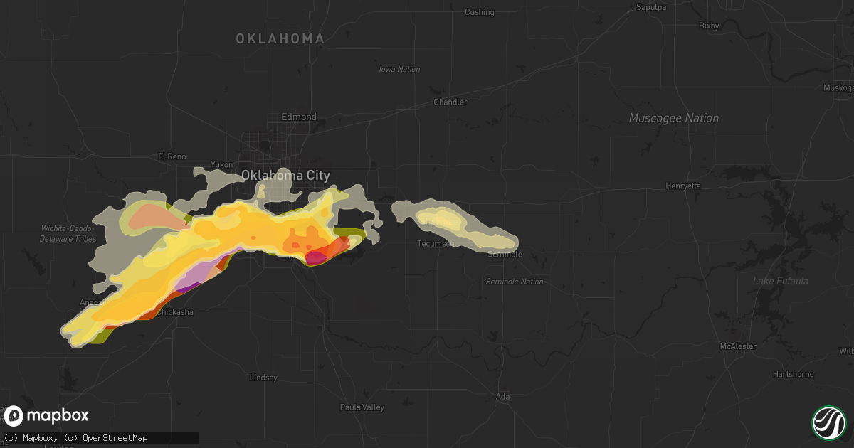 Hail map in Shawnee, OK on May 6, 2015