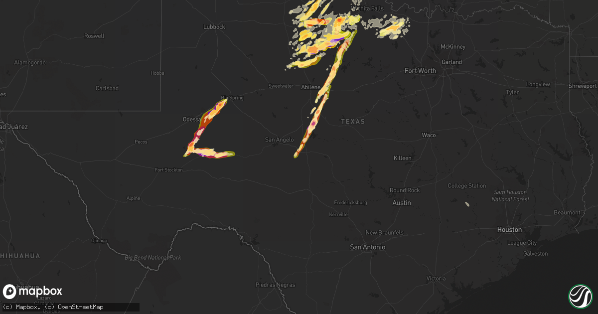 Hail map in Texas on May 6, 2015