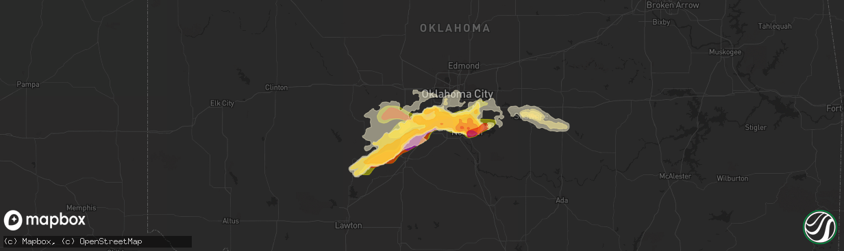 Hail map in Tuttle, OK on May 6, 2015