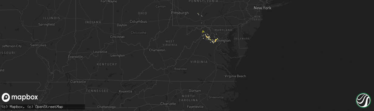 Hail map in Virginia on May 6, 2015