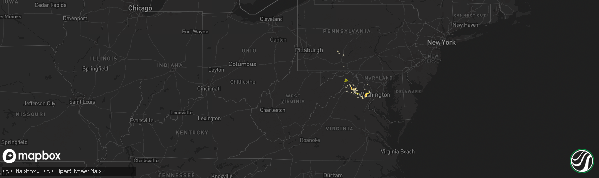 Hail map in West Virginia on May 6, 2015