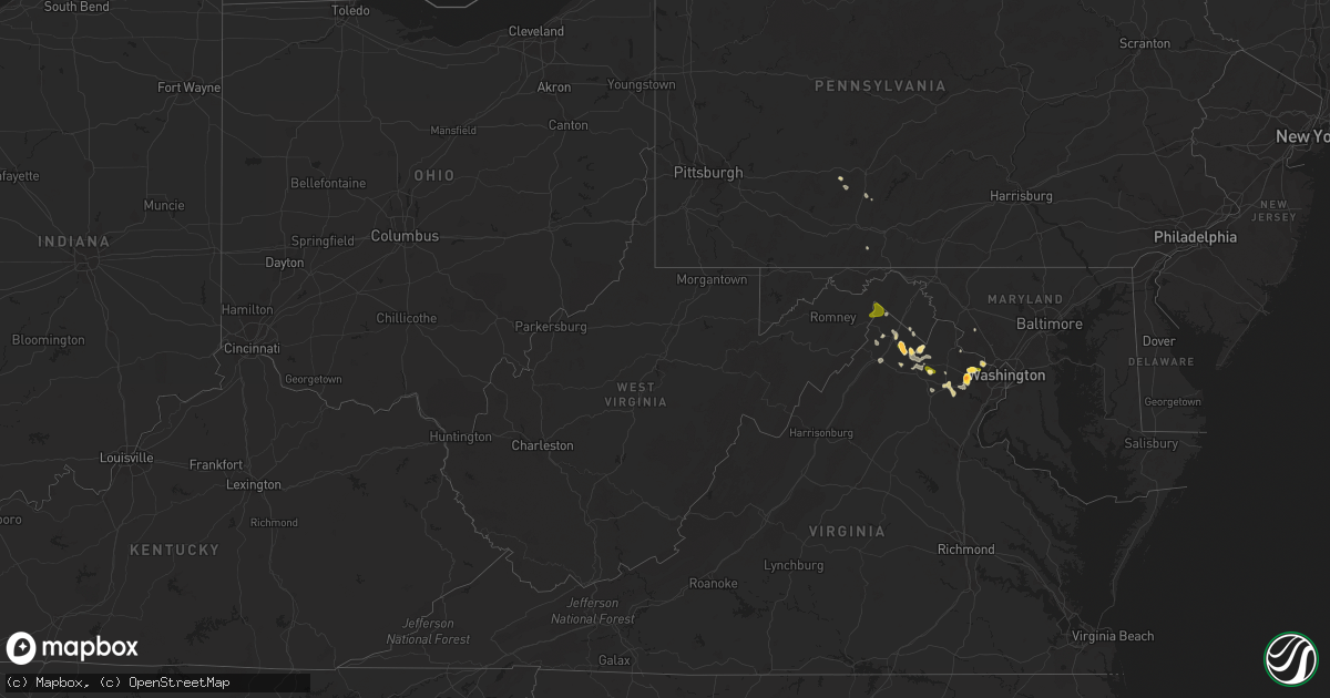 Hail map in West Virginia on May 6, 2015