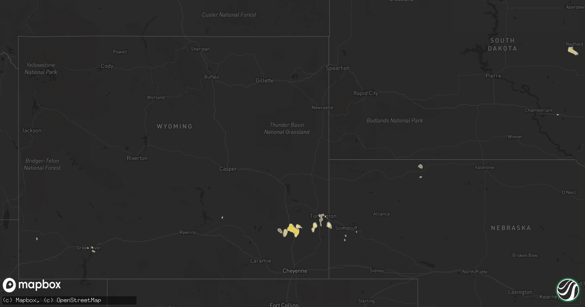 Hail map in Wyoming on May 6, 2016