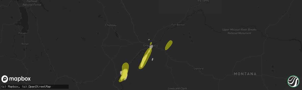 Hail map in Great Falls, MT on May 6, 2017