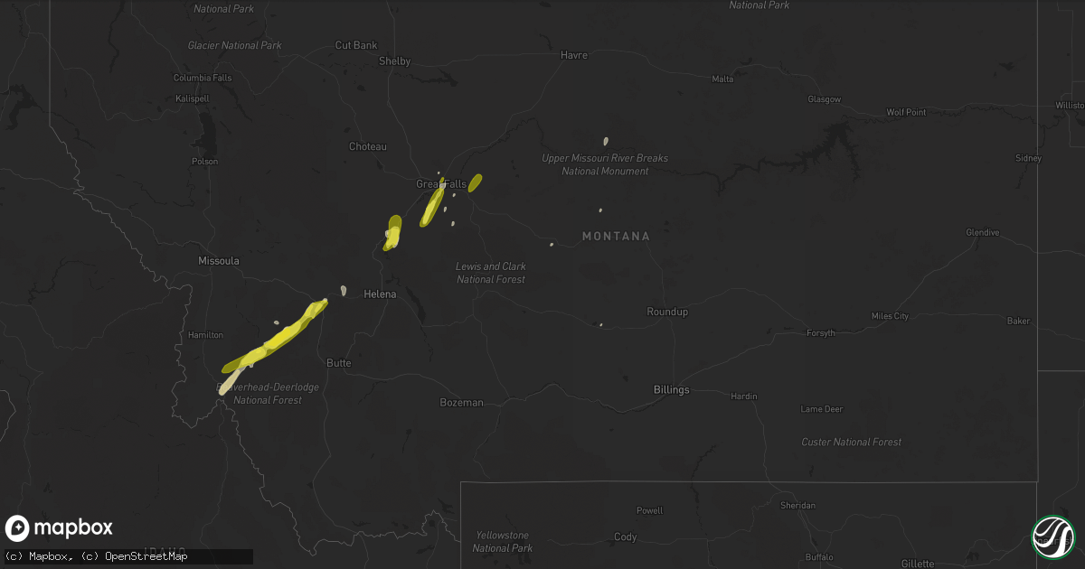 Hail map in Montana on May 6, 2017
