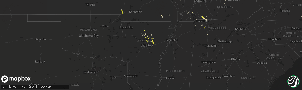 Hail map in Arkansas on May 6, 2018