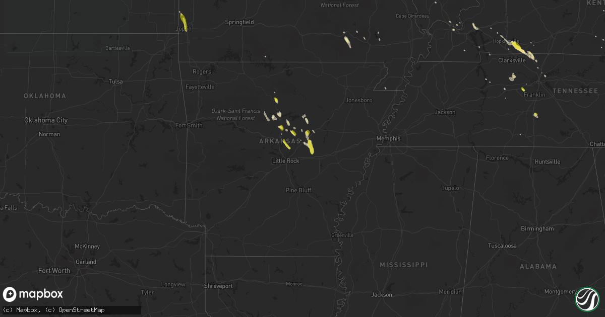 Hail map in Arkansas on May 6, 2018