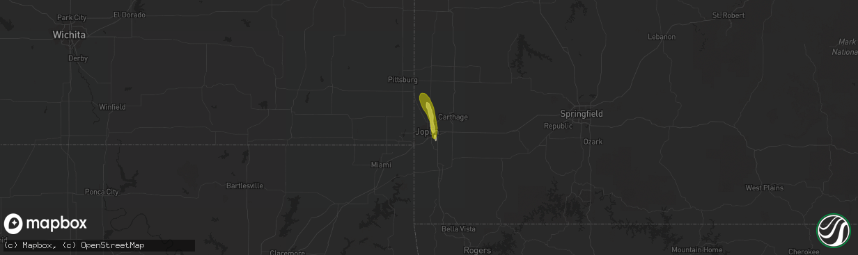 Hail map in Joplin, MO on May 6, 2018