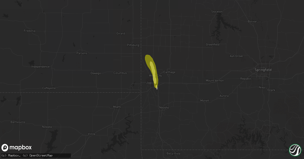 Hail map in Joplin, MO on May 6, 2018