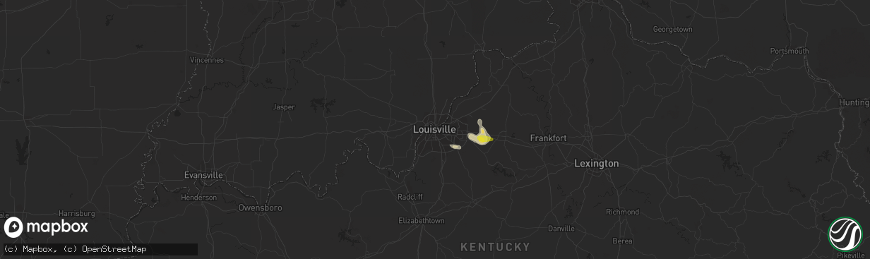 Hail map in Louisville, KY on May 6, 2018