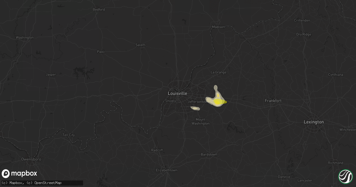 Hail map in Louisville, KY on May 6, 2018