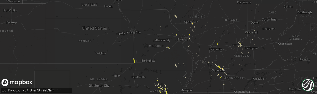 Hail map in Missouri on May 6, 2018