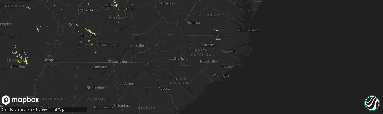 Hail map in North Carolina on May 6, 2018