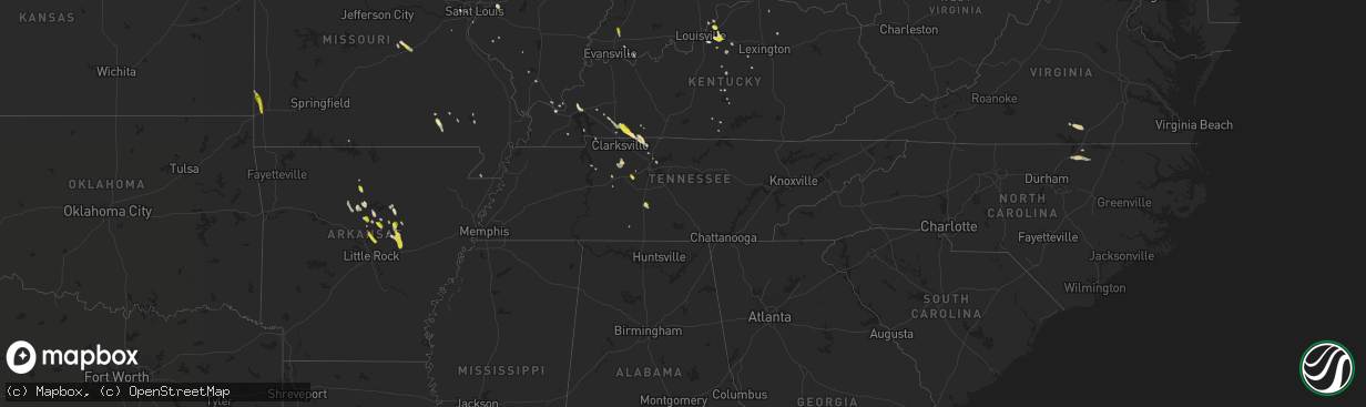 Hail map in Tennessee on May 6, 2018