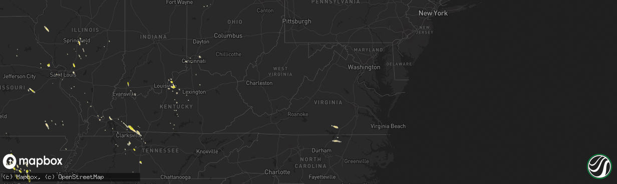 Hail map in Virginia on May 6, 2018