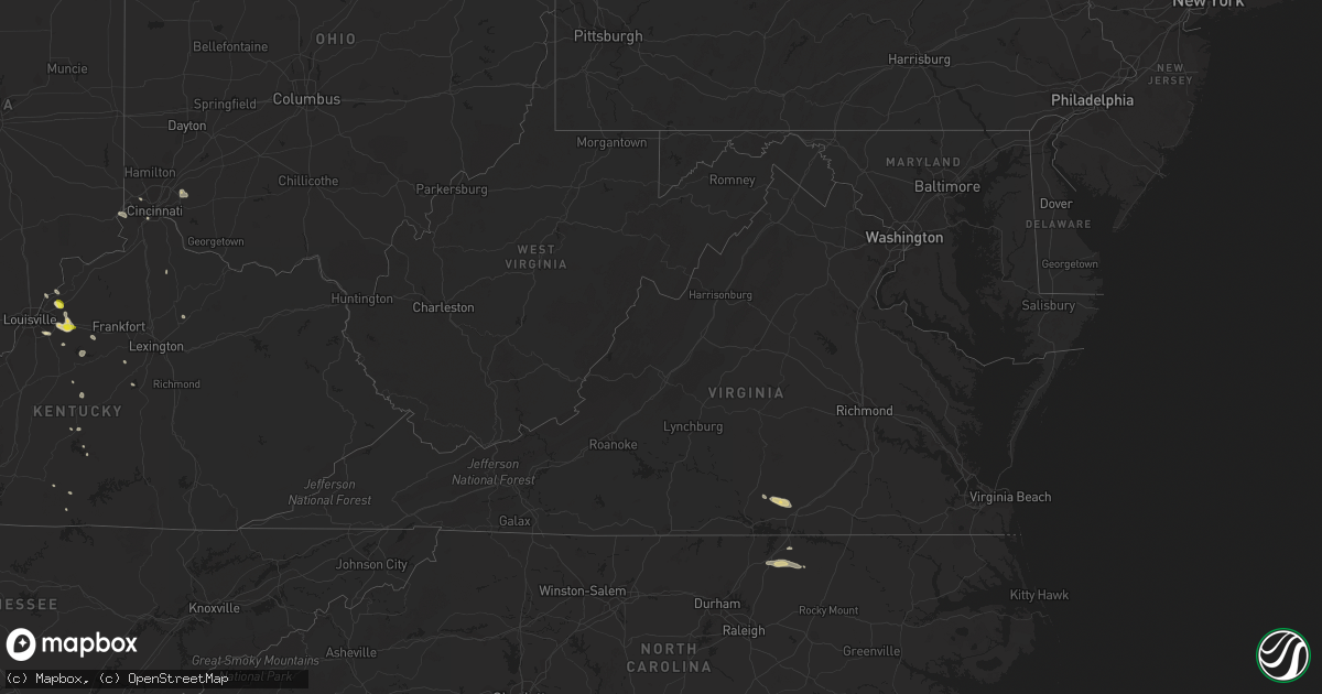 Hail map in Virginia on May 6, 2018