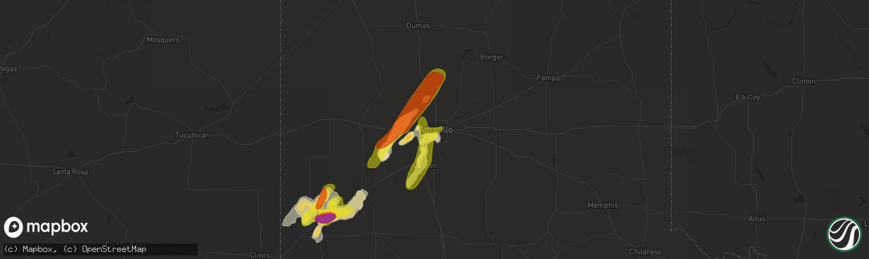 Hail map in Amarillo, TX on May 6, 2019