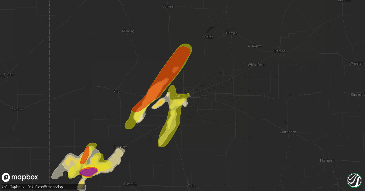 Hail map in Amarillo, TX on May 6, 2019