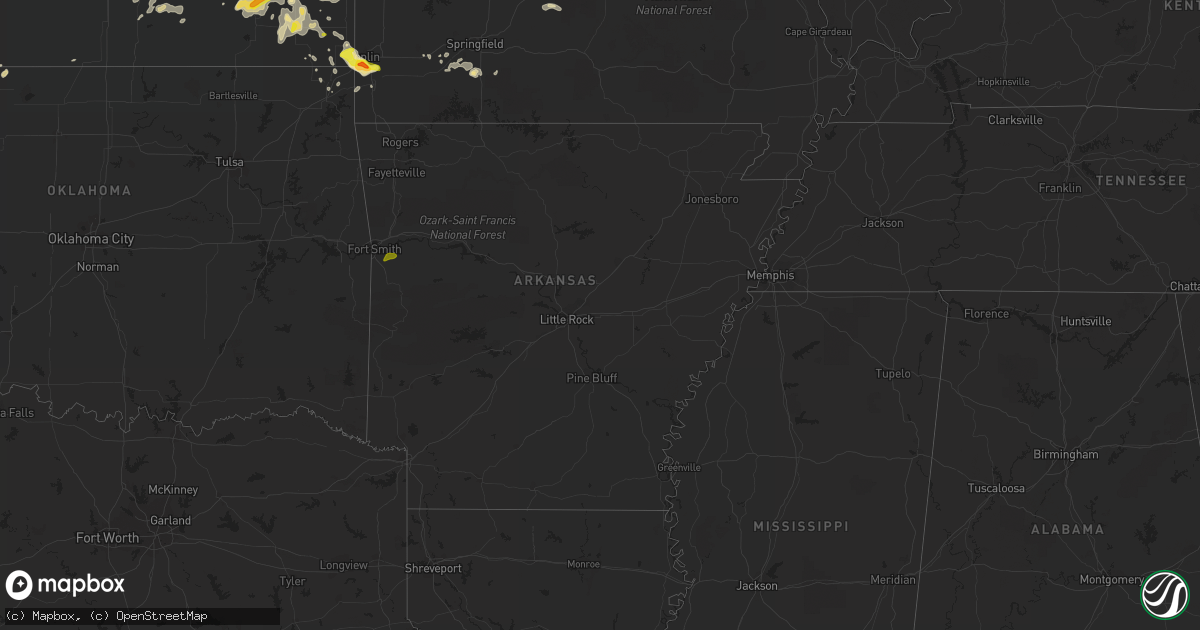 Hail map in Arkansas on May 6, 2019